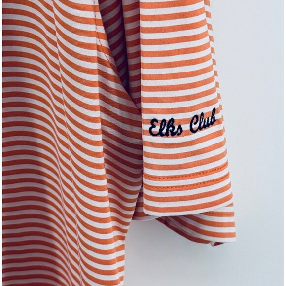 Footjoy Polo Shirt Mens XXL Orange White Stripes Elks Club Stretch Golf - Picture 2 of 13